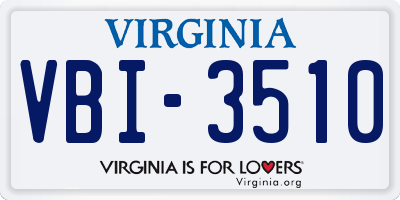 VA license plate VBI3510