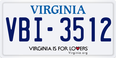VA license plate VBI3512