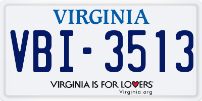 VA license plate VBI3513