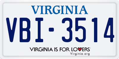 VA license plate VBI3514