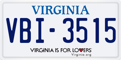VA license plate VBI3515