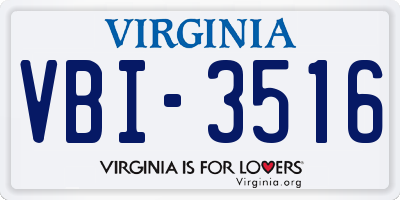 VA license plate VBI3516