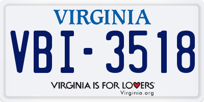 VA license plate VBI3518