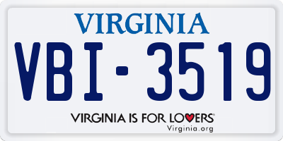 VA license plate VBI3519