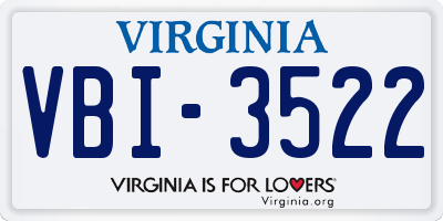 VA license plate VBI3522