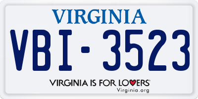 VA license plate VBI3523