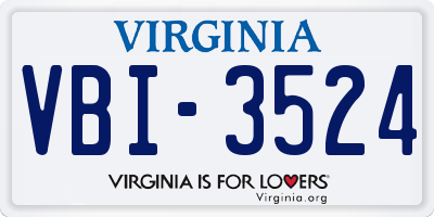 VA license plate VBI3524