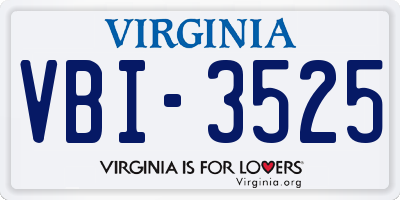 VA license plate VBI3525