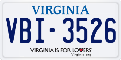VA license plate VBI3526
