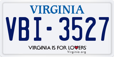 VA license plate VBI3527