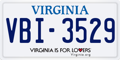 VA license plate VBI3529
