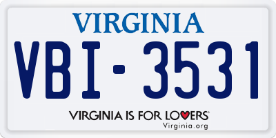 VA license plate VBI3531