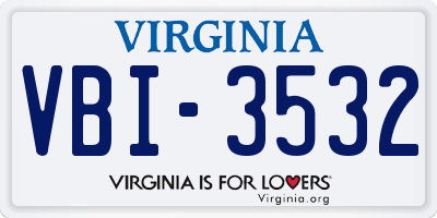 VA license plate VBI3532