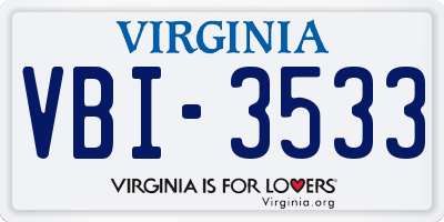 VA license plate VBI3533