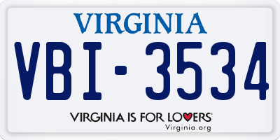 VA license plate VBI3534