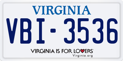 VA license plate VBI3536