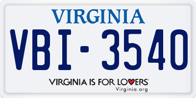 VA license plate VBI3540
