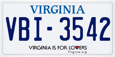 VA license plate VBI3542