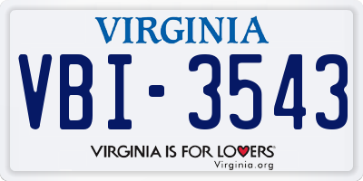 VA license plate VBI3543