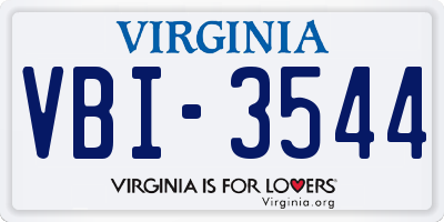 VA license plate VBI3544