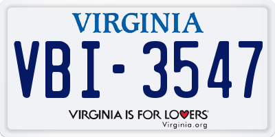 VA license plate VBI3547