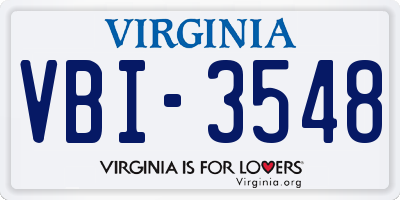VA license plate VBI3548