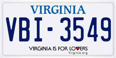 VA license plate VBI3549