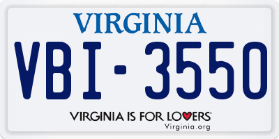 VA license plate VBI3550