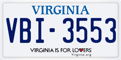 VA license plate VBI3553