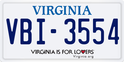 VA license plate VBI3554