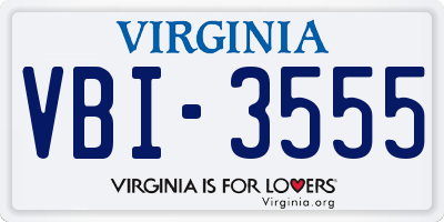 VA license plate VBI3555