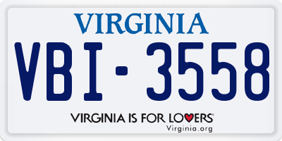 VA license plate VBI3558