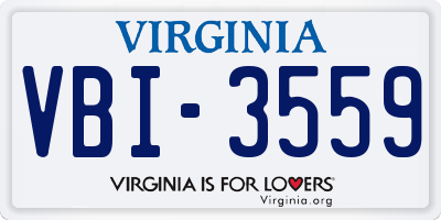 VA license plate VBI3559