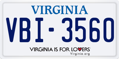 VA license plate VBI3560