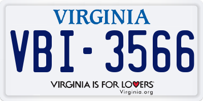 VA license plate VBI3566