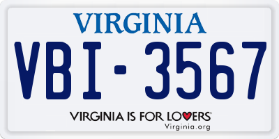 VA license plate VBI3567