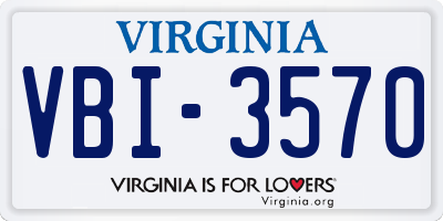VA license plate VBI3570