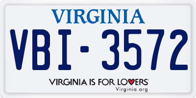 VA license plate VBI3572