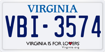 VA license plate VBI3574