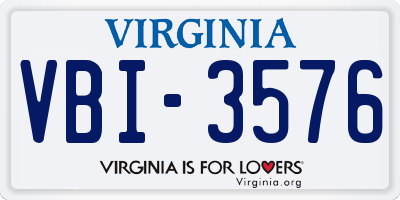 VA license plate VBI3576