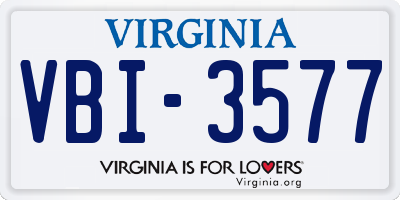 VA license plate VBI3577