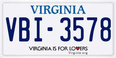 VA license plate VBI3578