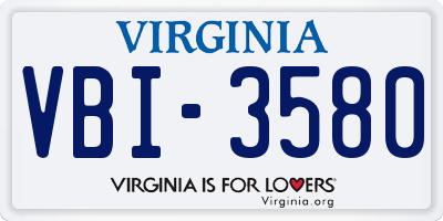 VA license plate VBI3580