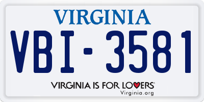 VA license plate VBI3581