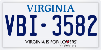 VA license plate VBI3582