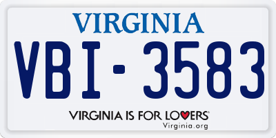 VA license plate VBI3583
