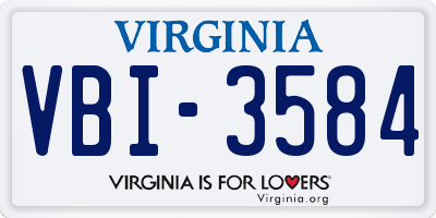 VA license plate VBI3584