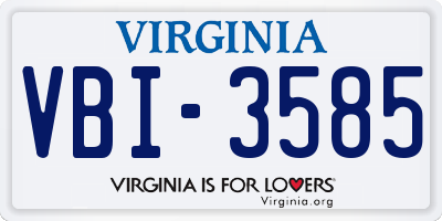 VA license plate VBI3585
