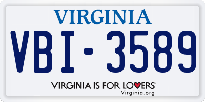 VA license plate VBI3589