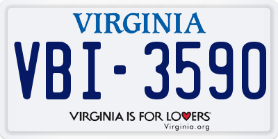 VA license plate VBI3590
